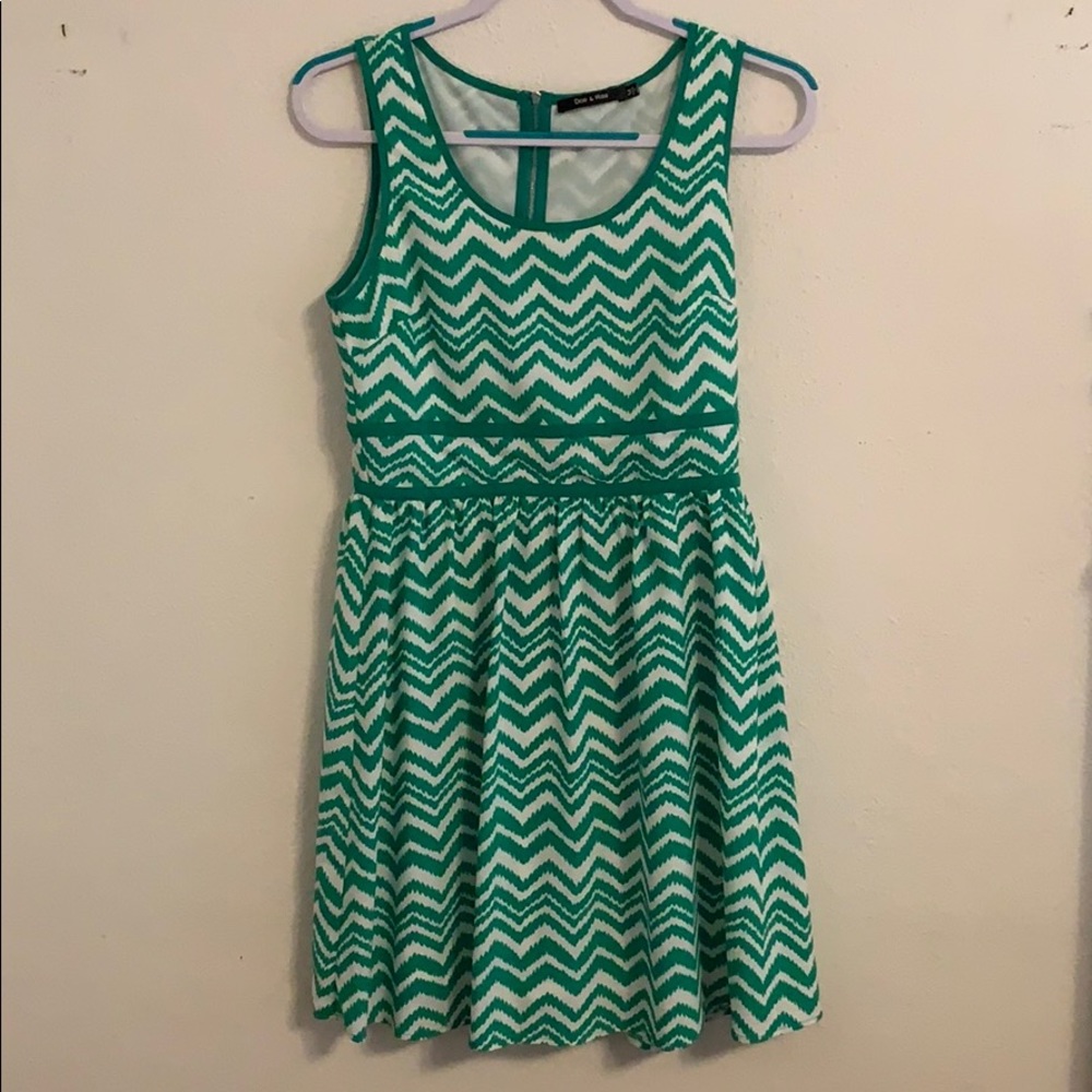 Green and white chevron dress
